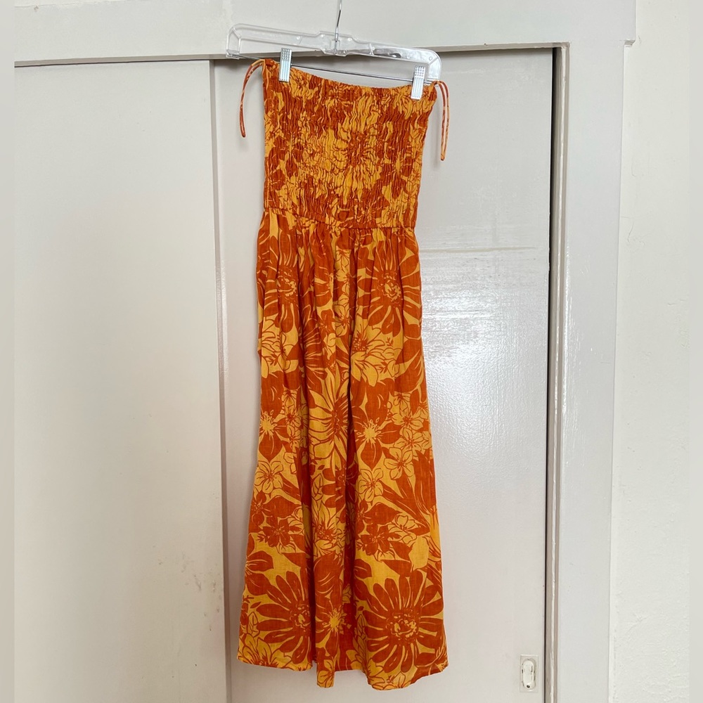 Faithfull the Brand Orange Floral Dress